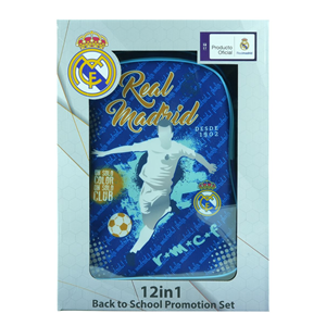 ست 12 در 1 کوله پشتی چرخدار 40 سانتی Real Madrid مدل Rainbow Max - Backpack - Trolly Bag - Promotion Items 12 in 1 - Real Madrid _کیف مدرسه